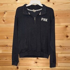 PINK Victoria's Secret Gray Quarter-Zip Pull Over